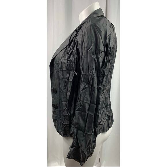 50% OFF Yest Charcoal Blazer Creased Look Jacket Braided Laces Shoulder Two - Picture 2 of 7